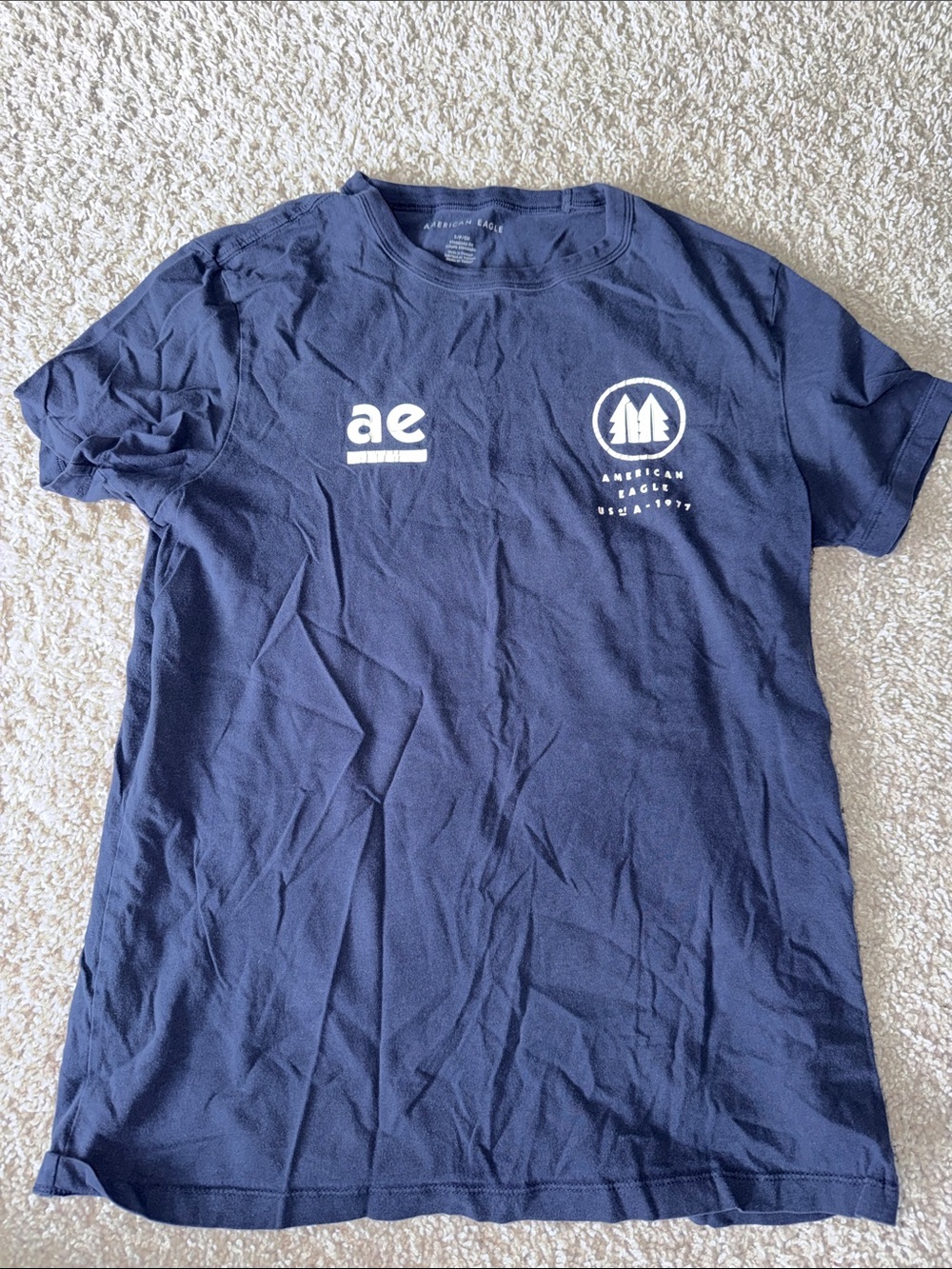 American Eagle Outfitters Navy Short Sleeve Logo Tee